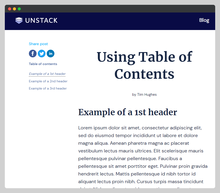 Publishing Table of Contents 